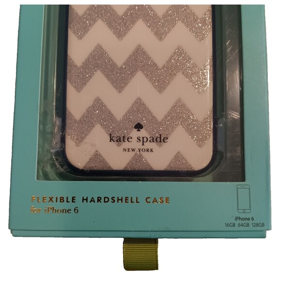 Kate Spade New York Flexible Hardshell Case for Apple iPhone 6-6s Silver Chevron - Picture 2 of 7